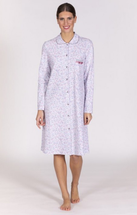 Camicia da notte aperta fantasia floreale