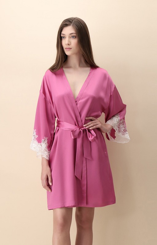 Kimono in seta e pizzo Luna di Seta