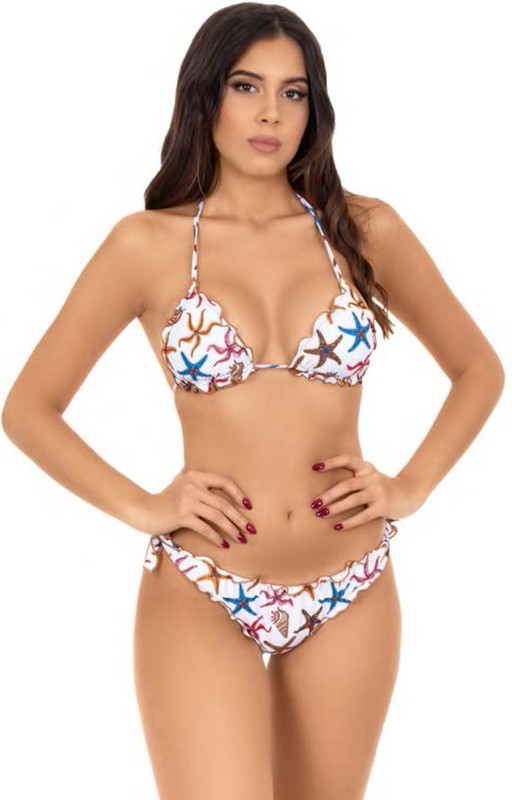 Bikini triangolo frou-frou con slip fiocchi Caprese