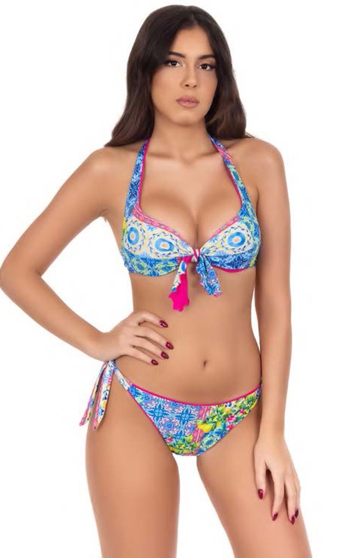 Bikini con ferretto e slip fiocchi Caprese