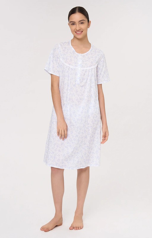 Seraphim Nightshirt Ragno in Halogen Blue patterned cotton muslin