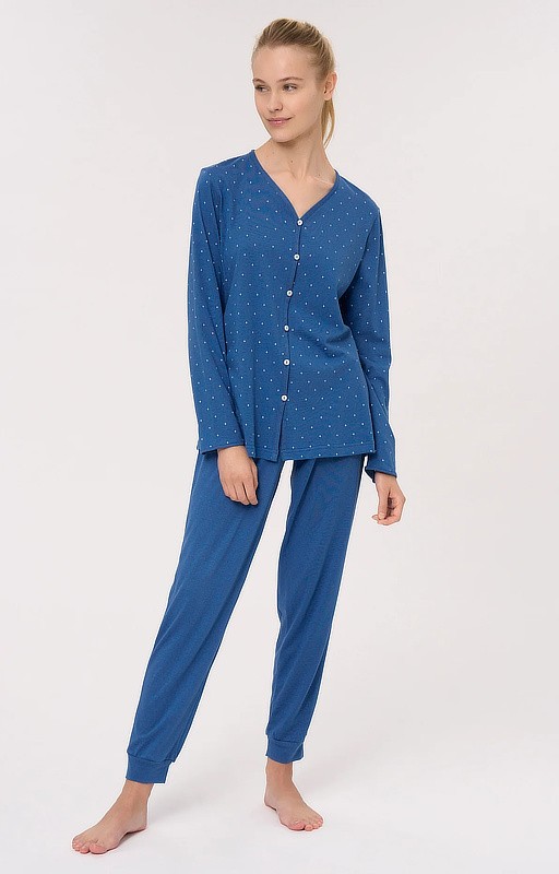 Open pyjamas Ragno in Delft patterned cotton jersey