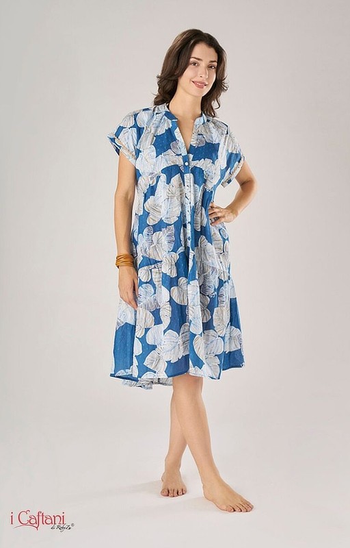 Half-sleeve beach dress I Caftani Tropical Leaves fantasy
