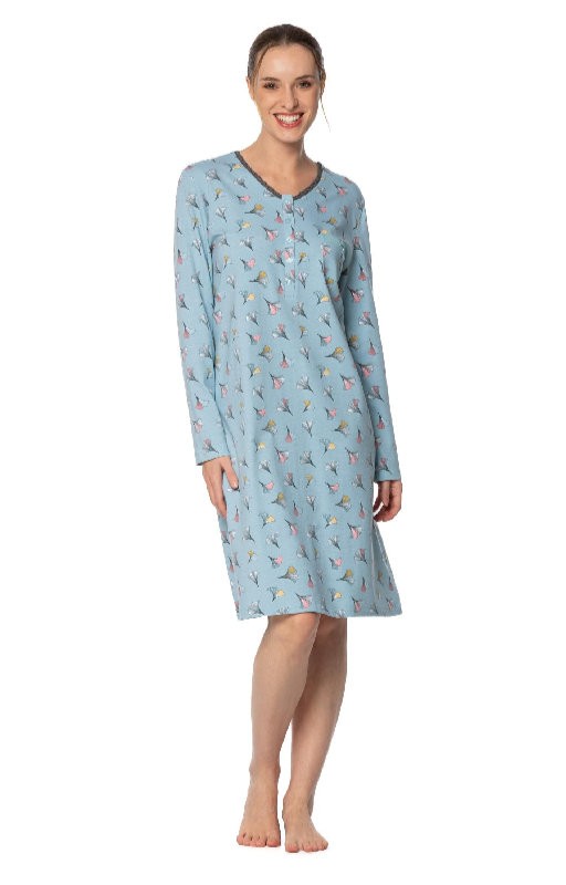 Printed nightgown Egatex with Ginko buttoning