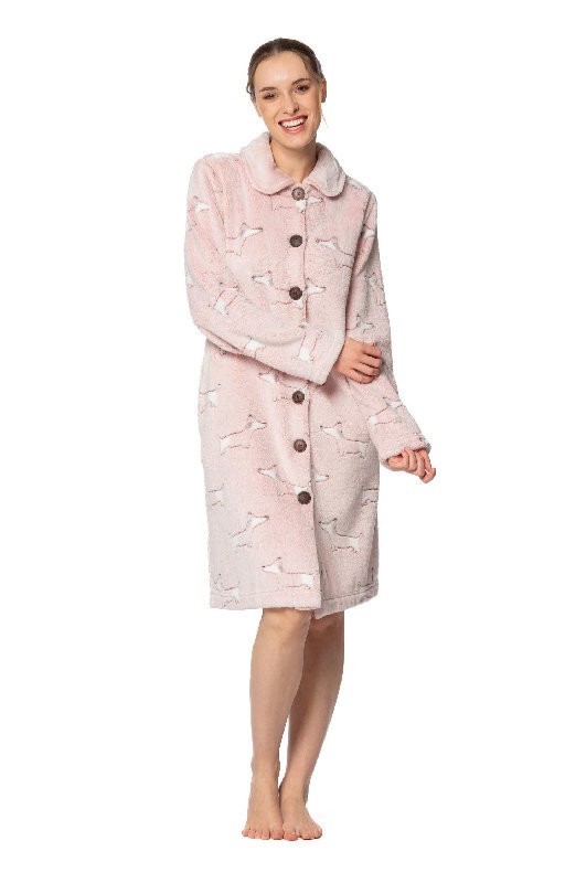 Women's printed dressing gown Senoretta with doggy buttons