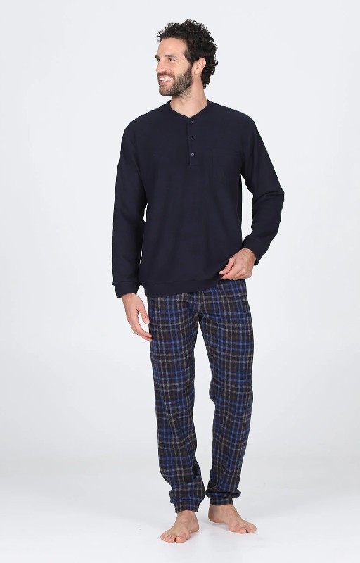 Men's pyjamas Alpina with serafino collar