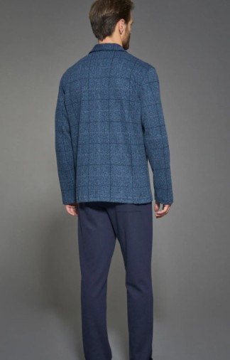 Men's open pyjamas Ragno in Denim patterned faux fleece 2