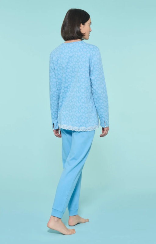 Women's open pyjamas Ragno in fancy cotton interlock Dusk Blue