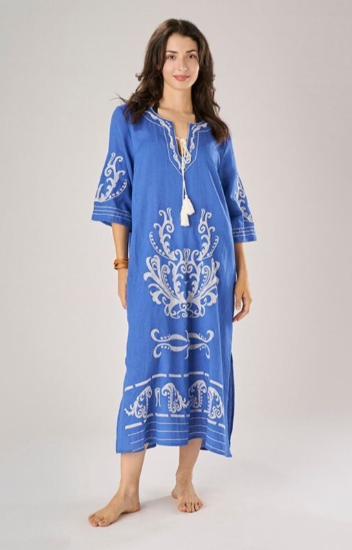 Linen/viscose blend long caftan I Caftani