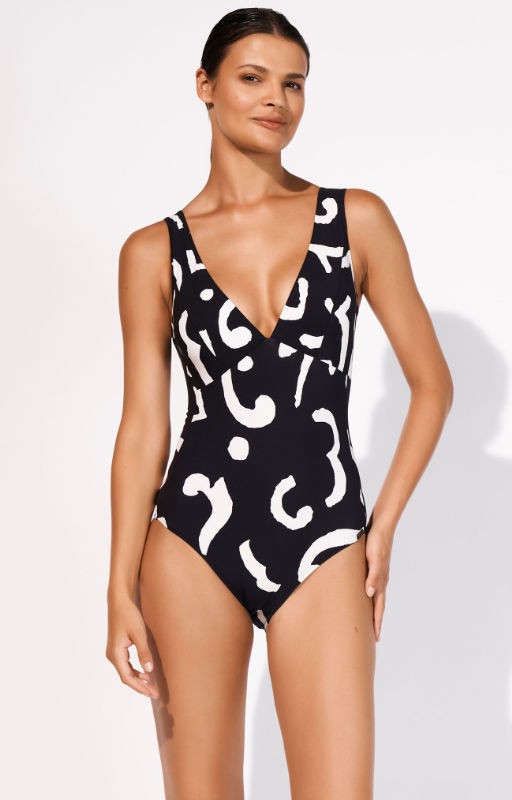 One-piece swimming costume V-neck Maryan Mehlohrn Monochroma