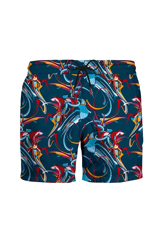 Short blue patterned swimming trunks Byblos