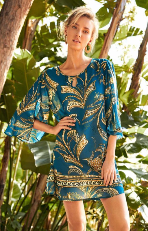 Beach tunic Charmline patterned Satin Fruits