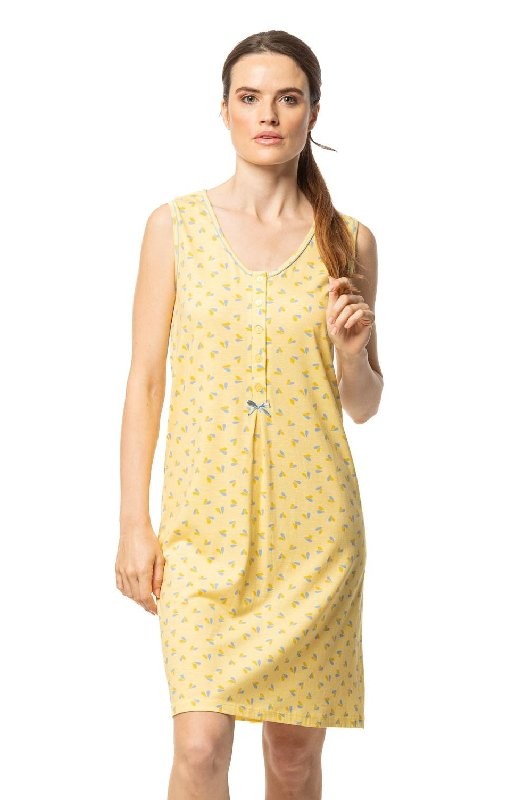 Straight-breasted sleeveless nightgown with heart print