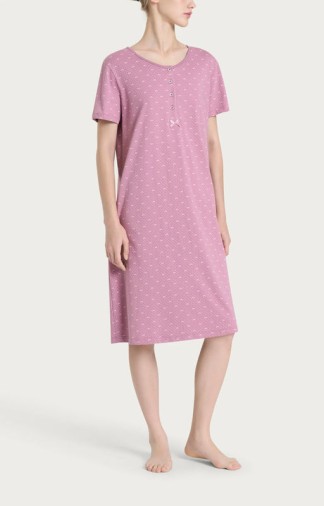 Camicia da notte a serafino Ragno in jersey di cotone Dusky Orchid
