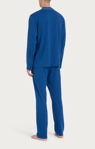 Pigiama lungo aperto da uomo Ragno Navy Peony 2