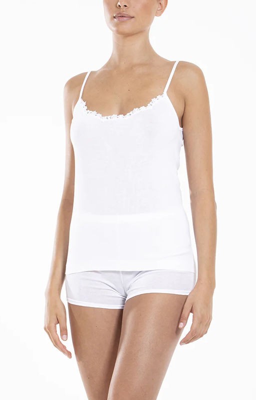 Canotta top in filoscozia Boglietti con pizzo macramè
