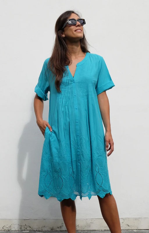 Midi beach dress with Sangallo lace from I Caftani by Roby Zu