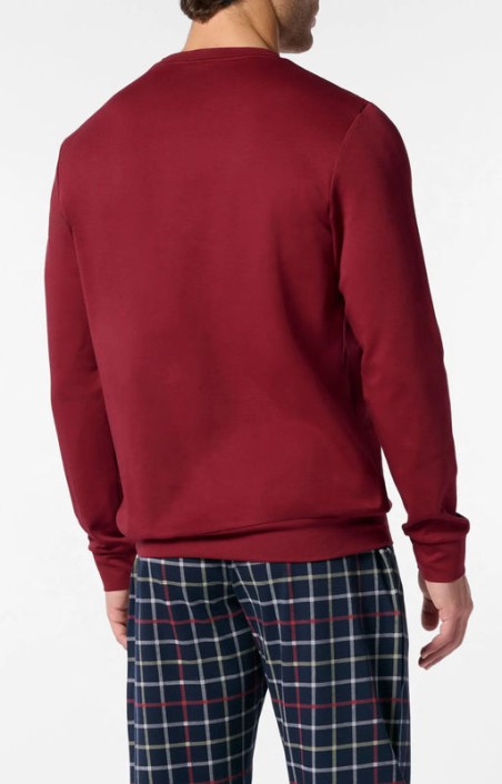 Pigiama da uomo a girocollo Perofil in caldo cotone con stampa check