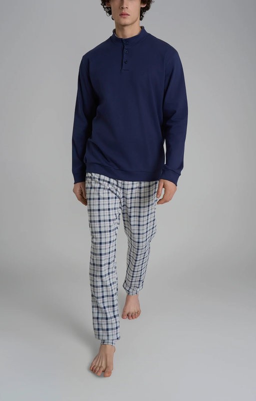 Pigiama lupetto Ragno con fantasia tartan in interlock di cotone