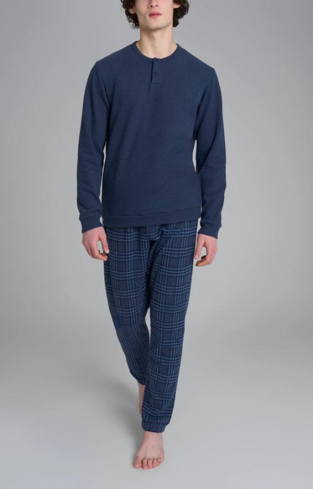 Pigiama serafino Ragno con fantasia a macro quadrati in Eco Pile