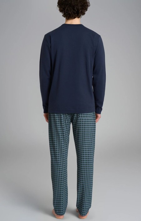 Pigiama a serafino Ragno con fantasia tartan in interlock di cotone